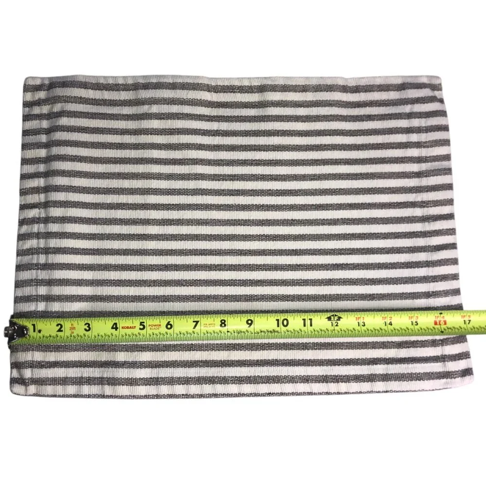 West Elm Set Three Cotton Place Mats, White with Gray Stripe. 100% Cotton India